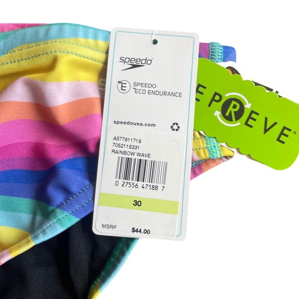 Speedo Mens Sz 30 Vibe Rainbow Wave Swim Brief Trunks Eco Endurance Recycled NWT - Picture 3 of 9
